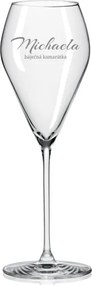Pieskovaný pohár na prosecco s menom
