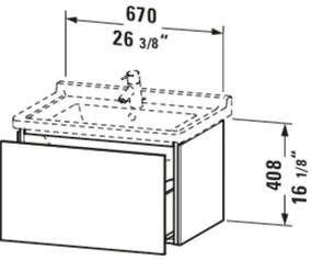 DURAVIT L-Cube závesná skrinka pod umývadlo, 1 zásuvka, 670 x 469 x 408 mm, biela vysoký lesk, LC616402222