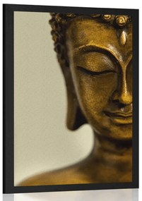 Plagát bronzová hlava Budhu - 60x90 silver