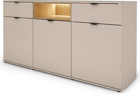 Široká komoda Avola, 180 cm, béžová kašmír/dub cremona