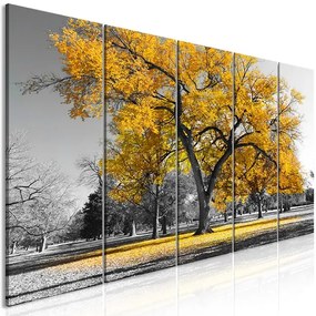 Artgeist Obraz - Autumn in the Park (5 Parts) Narrow Gold Veľkosť: 200x80, Verzia: Premium Print