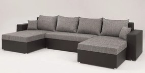 Sedacia súprava Rumba, tvar U, čierna ekokoža/melírová tkanina