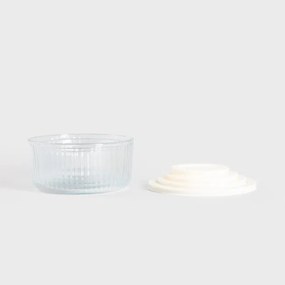 Sada sklenených nádob SCATOLA priesvitná s krémovým viečkom 744419 (4 ks)