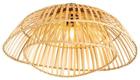 Orientálne stropné svietidlo čierne s prírodným bambusom 62 cm - Pua