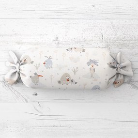 Biante Detský vankúš valec bonbon Sandra SA-614 Veselé vtáčiky na bielom 15x40 cm