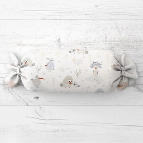 Biante Detský vankúš valec bonbon Sandra SA-614 Veselé vtáčiky na bielom 15x60 cm