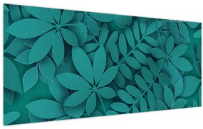 Obraz - Tyrkysové listy (120x50 cm)