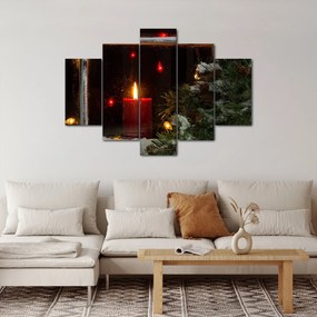 Obraz - Žiariaca vianočná sviečka (150x105 cm)