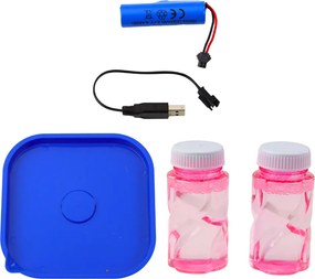 LEAN Toys Veľká elektrická pištoľ na mydlové bubliny 64 otvorov modrá