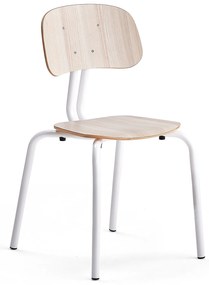 Školská stolička YNGVE, so 4 nohami, biela, jaseň, V 460 mm