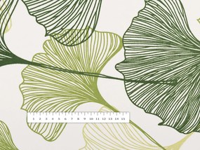 Biante Bavlnený behúň na stôl Sandra SA-576 Zelené Ginkgo listy na bielom 20x120 cm