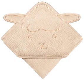 Lionelo - Detská mušelínová osuška s kapucňou Béžová Cappuccino