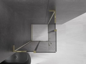 Mexen Velar L Duo, sprchový kút s posuvnými dverami 100 x 100 cm, 8mm šedé sklo, zlatá lesklá, 871-100-100-02-43-50