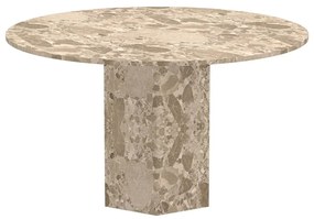 Svetlohnedý mramorový okrúhly jedálenský stôl ø 130 cm Naxos – Actona