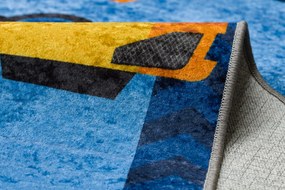 JUNIOR 51827.803 umývací koberec Nákladné auto, bager pre deti protišmykový - modrý Veľkosť: 120x170 cm