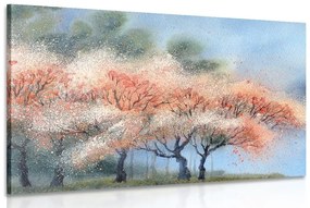 Obraz kvitnúce stromy v akvarelovom prevedení - 120x80