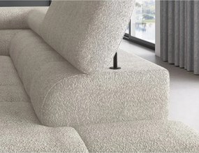 Krémovobiela rozkladacia/s úložným priestorom rohová pohovka z textílie buklé (pravý roh/do L) Ferucce – ELTAP