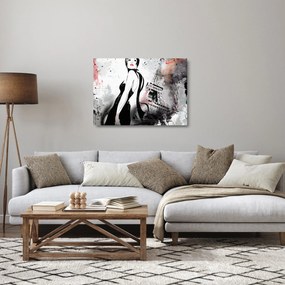 Sklenený obraz - Lady a Eiffelova veža (70x50 cm)