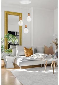 Luster na lanku MIROS 3xE27/60W/230V guľatý biela/medená