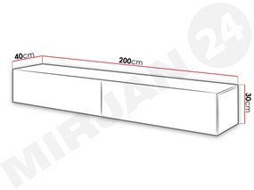 TV stolík/skrinka Kylara 200 (biela + lesk biely). Vlastná spoľahlivá doprava až k Vám domov. 1053744