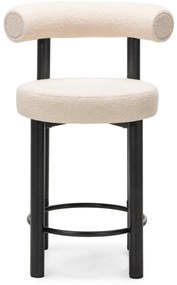 Barová židle Pedro bouclé ecru/černá