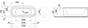 LAUFEN Solutions Vaňa, 1700 mm x 750 mm, biela H2225120000001