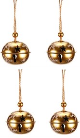 Súprava závesných kovových rolničiek, 6 ks, zlatá