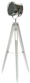 Dekorstudio Podlahová lampa TRIPOD na bielej trojnožke s chrómovaným tienidlom 153cm