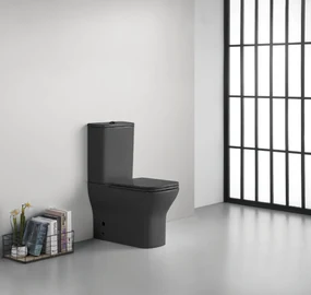 CERANO - WC kombi Hugo, Rimless + UF sedátko - čierna matná, CER-CER-538762