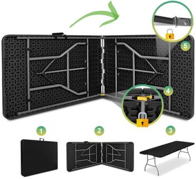 Cateringový skladací stôl IMPRO 240 cm čierny