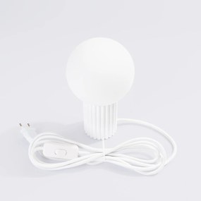 Stolná lampa Halo, 1x biele sklenené tienidlo, w