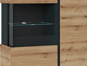 Nízká vitrína Corte, dub coast/tmavo šedá