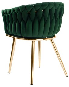 Jedálenská stolička COFTON zamatová, zlatá / tmavozelená