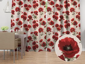 Biante Bavlnený záves Sandra SA-586 Vlčie maky na krémovom 150x160 cm