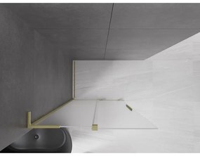 Mexen Velar L, posuvná sprchová zástena Walk-in 110 x 200 cm, 8mm sklo námraza, zlatá matná, 871-110-003-33-55