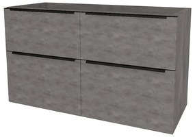Mereo, Mereo Mailo, kúpeľňová skrinka 121 cm, čierne madlo, Multidecor, Betón tmavosivý, MER-CN593SBBET2