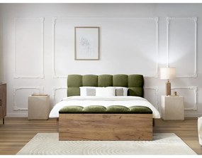 Zelená čalúnená dvojlôžková posteľ s roštom 180x200 cm Kumo – Bobochic Paris