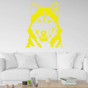 Veselá Stena Samolepka Husky Farba: žlutá, Veľkosť: 60 x 49 cm