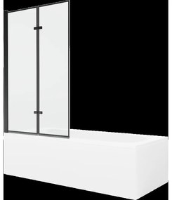 Mexen Vega obdĺžniková vaňa 160 x 70 cm s obkladom a 2-krídlovou zástenou 100 cm, Čierny vzor - 550116070X9210027070