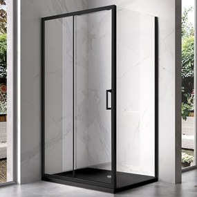 BPS-koupelny Obdĺžnikový sprchovací kút KZ104B BL 110x90 čierny/transparent + vanička ST04B BL čierna