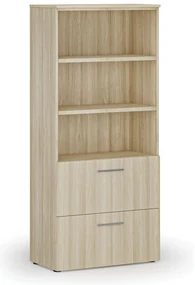 Skriňa so zásuvkami pre závesné zložky PRIMO WOOD, 800 x 420 x 1781 mm, dub prírodný
