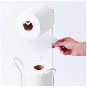 Biely kovový držiak na toaletný papier iDesign Classico, výška 60 cm