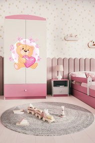 Detská skriňa Babydreams 90 cm medvedík s motýlikmi ružová