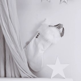 Vianočná pančucha biela s bielou kožušinou 42x26cm