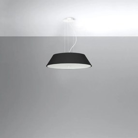 Závesné svietidlo Vega, 1x čierne textilné tienidlo, (biele sklo), (fi 60 cm)