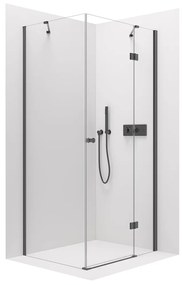 Cerano Marino, sprchovací kút 110(dvere) x 100(stena) x 190 cm, 6mm číre sklo, čierny profil, CER-CER-422892
