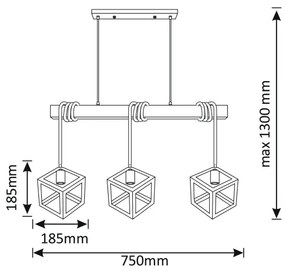Luster na lanku SWEDEN 3xE27/20W/230V