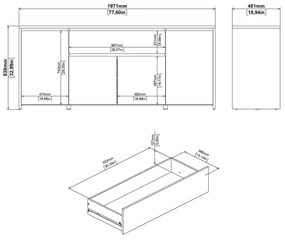 Biela/v prírodnej farbe komoda v dekore duba 197x84x48 cm Next – Tvilum