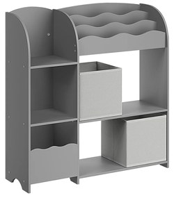 Detská polica, organizér na hračky s 2 úložnými boxami - sivá
