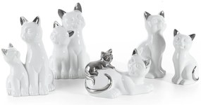 DEKORAČNÁ SOŠKA CAT 15X11X22 CM BIELA